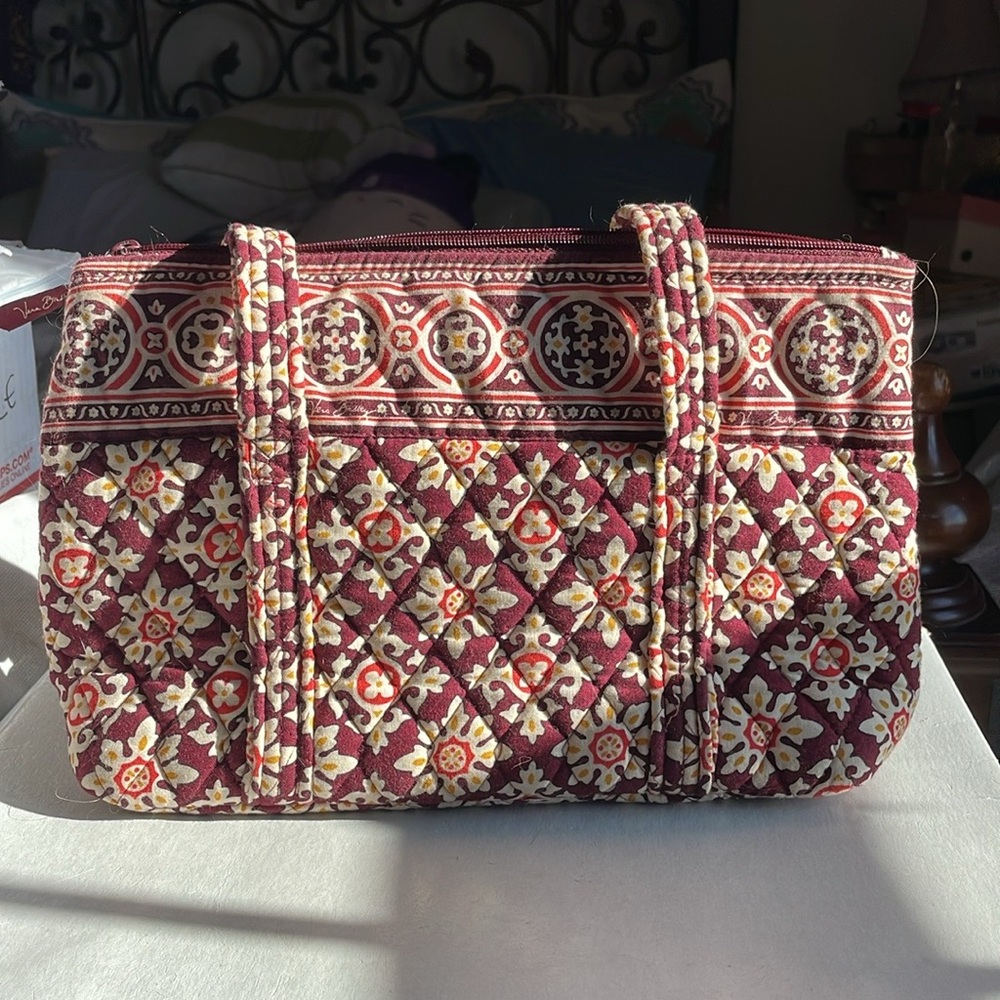 Patterned Burgundy Tote Bag